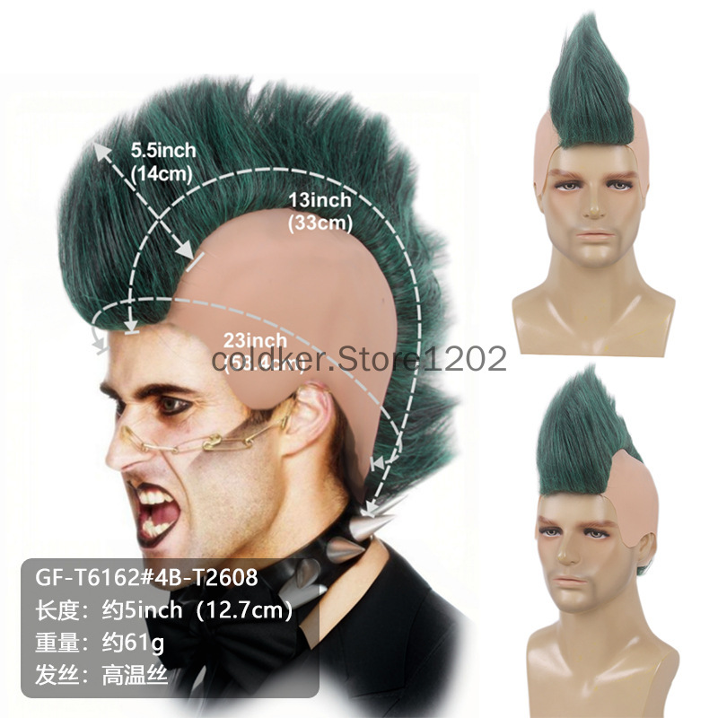 Anime Cosplay Red Hair - Men's Punk Mohawk Spiky Wig Red