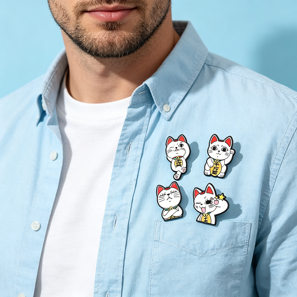 Lucky Cat Enamel Pin Set - 4PC - Naruto Headband Metal recension och pris