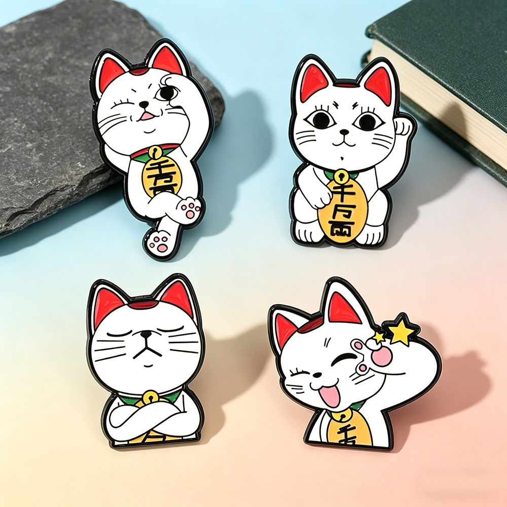 Lucky Cat Enamel Pin Set - 4PC - Naruto Headband Metal recension och pris