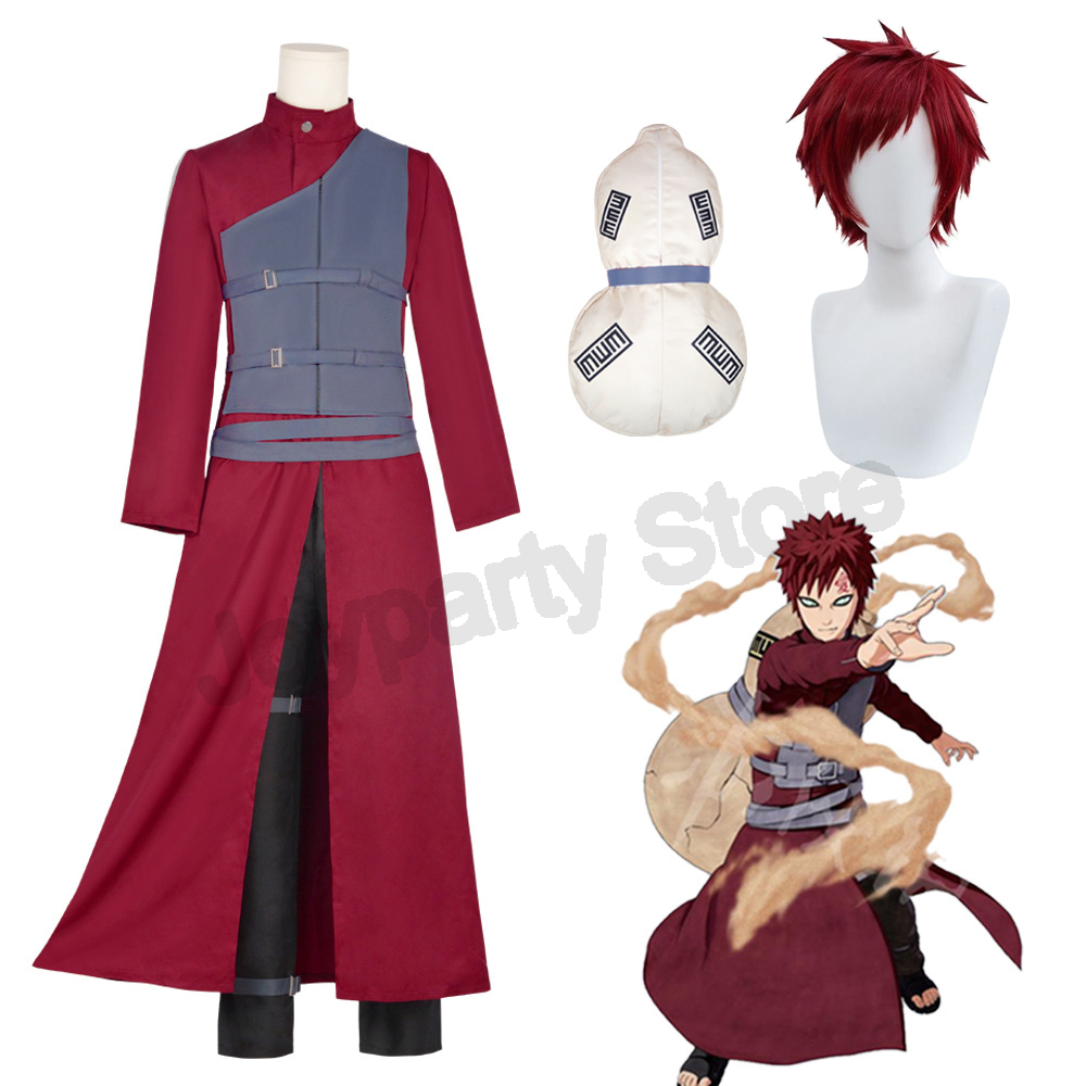 Gaara Cosplay Costume Sand Fiv - Anime Cosplay Red Hair recension och pris